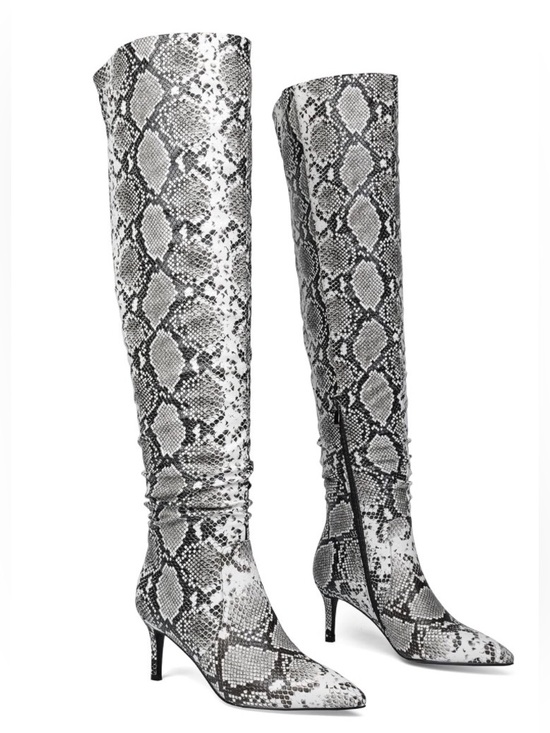 Unbranded Shoes - Faux Snakeskin Over the Knee Boots